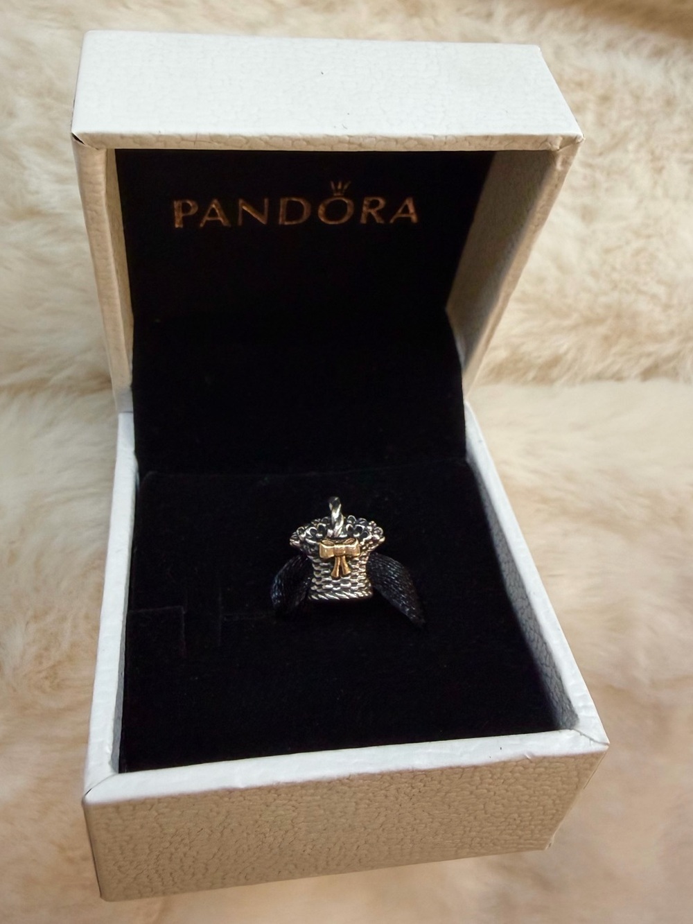 Pandora “Forever Bloom Basket” Charm 14K Gold & Sterling Silver
